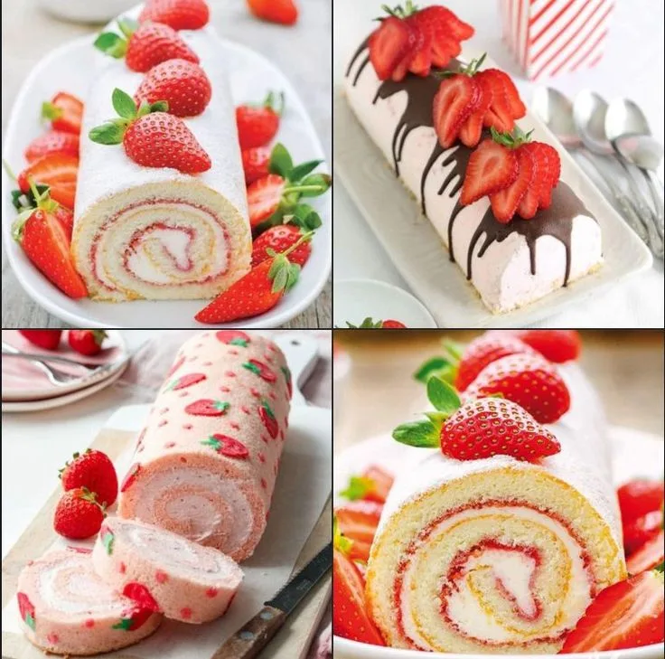  طريقة سويسرول بمربى الفراولة والكريمة
