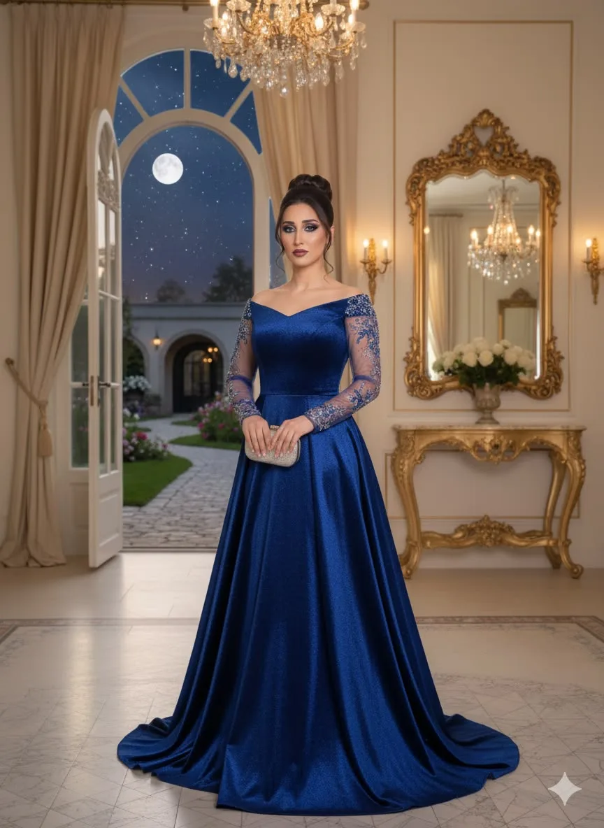 فستان رقيق لسهرة سعيدة
