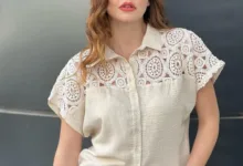 بلوزات قماش مع كروشيه