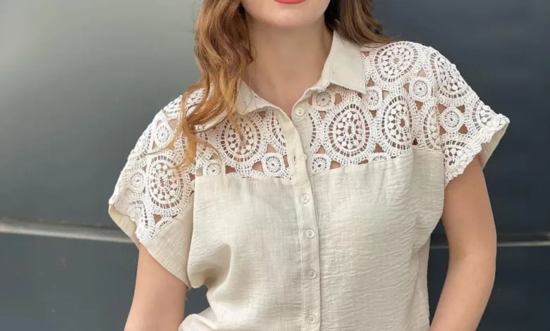 بلوزات قماش مع كروشيه