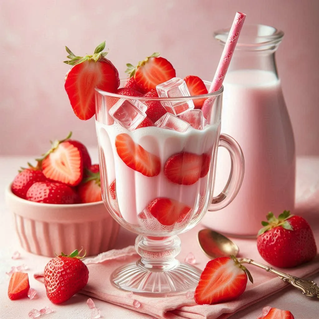 عصير الفراولة بالحليب