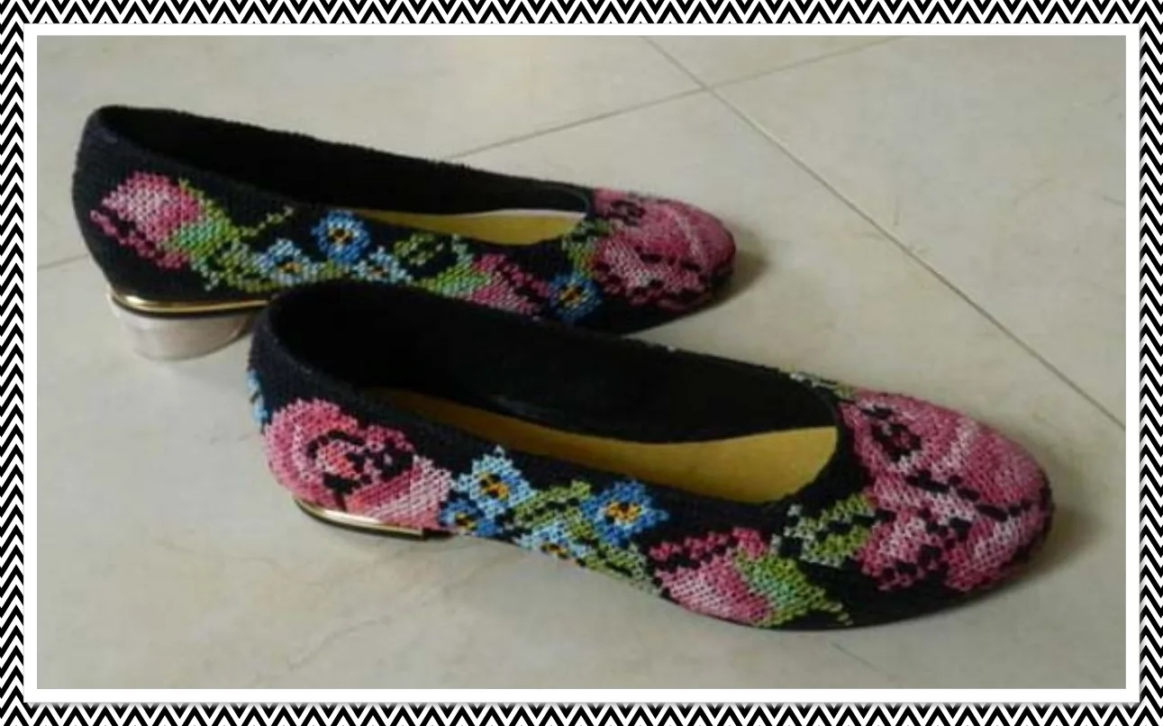 أحذية مطرزة بغرزة الكنافاه (11)