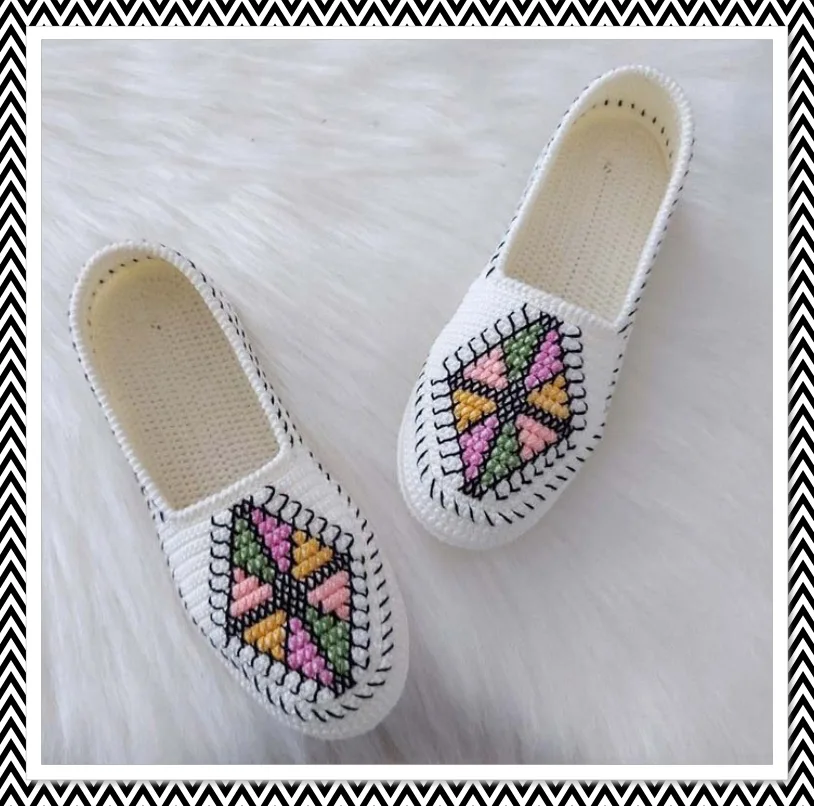 أحذية مطرزة بغرزة الكنافاه (19)