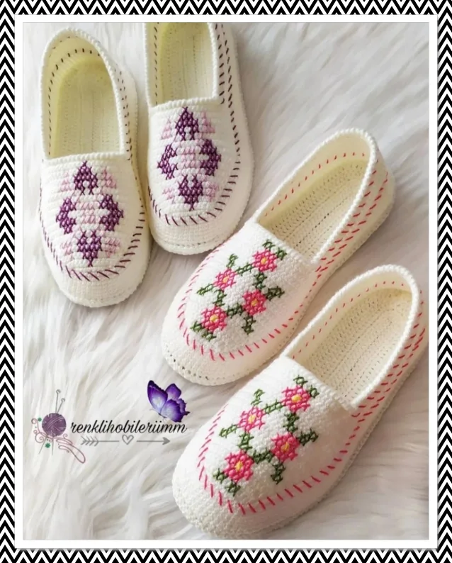 أحذية مطرزة بغرزة الكنافاه (23)