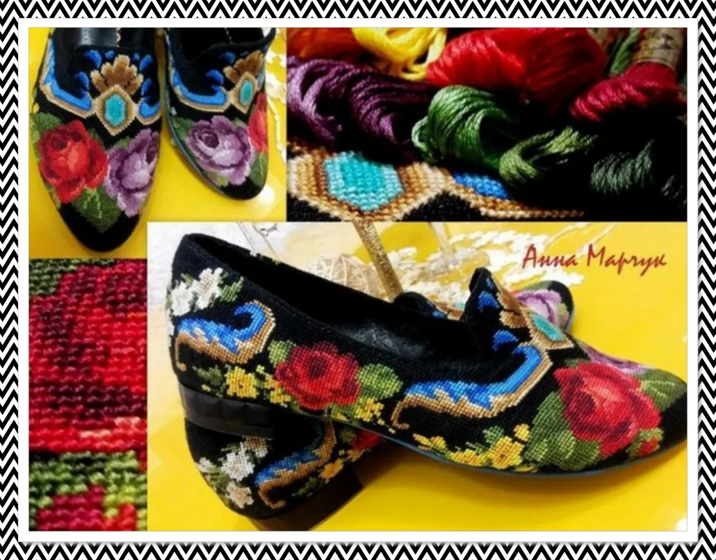 أحذية مطرزة بغرزة الكنافاه (5)