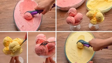 آيس كريم بالموز والفراولة