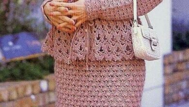 تايير كروشيه باللون الروز مع الباترون