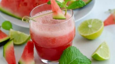 عصير البطيخ بأوراق النعناع المنعشة