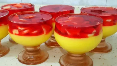 كاسات الجيلي بالفاكهة