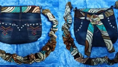 شنطة من بنطلون جينز قديم وطرحة