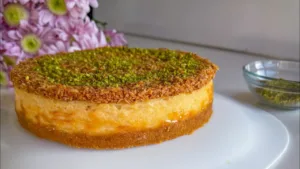 تشيز كيك بالكنافة والمشمش المجفف