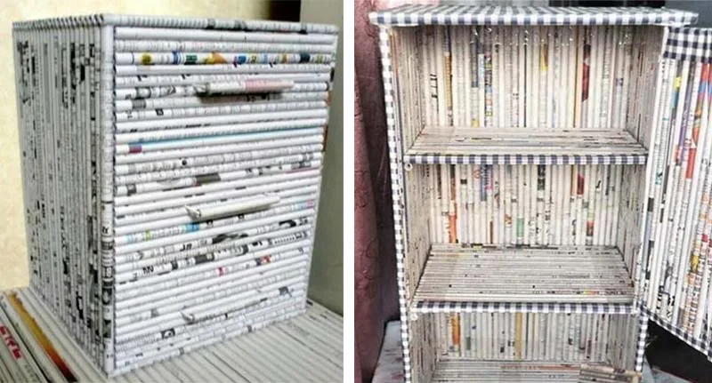 تصميم خزانة بأرفف متينة وباب من الورق المعاد تدويره