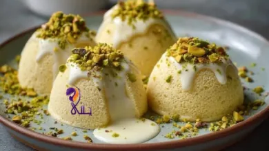 طريقة عمل حلى السميد اللذيذة بالحليب والفستق خطوة بخطوة في المطبخ