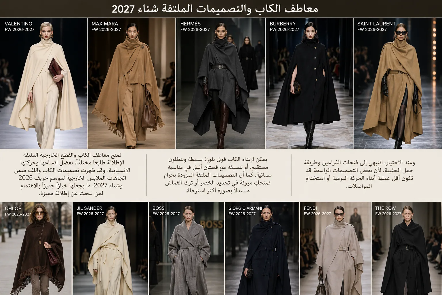 معاطف الكاب والتصميمات الملتفة شتاء 2027